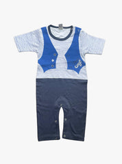 Half Jumpsuit - White Blue Stripe