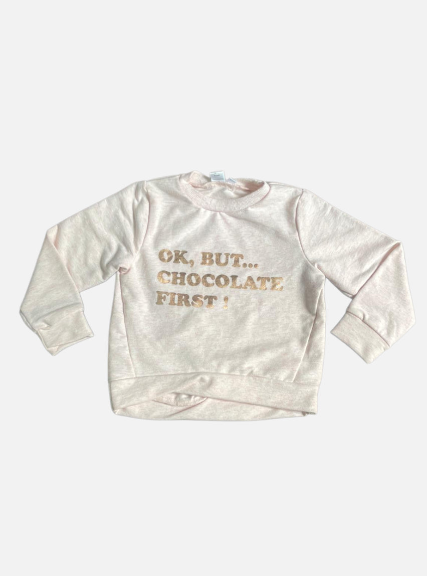 Girl T-Shirt (18 - 24 Months) - Pink OK , But.. Chocolate First!