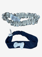 Baby Headband (Elastic) - Grey with Blue