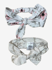 Baby Headband (Elastic) - White  Grey