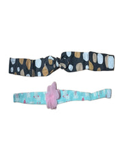 Kids Headband ( Velcro)- White  with Brown dots