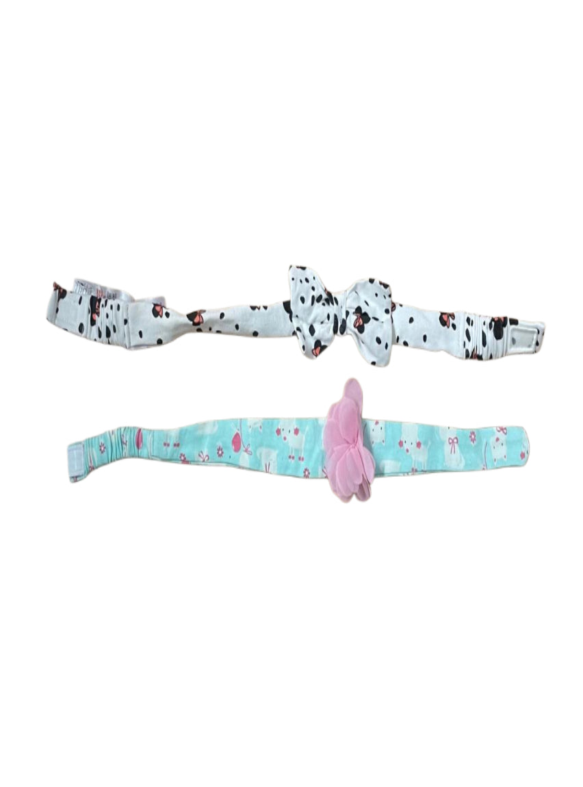 Kids Headband ( Velcro)-White with Green
