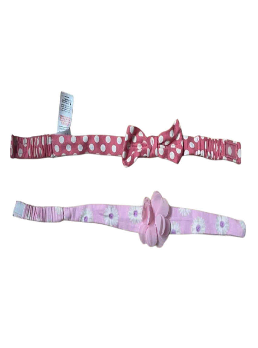 Kids Headband ( Velcro ) - Pink White Flowers