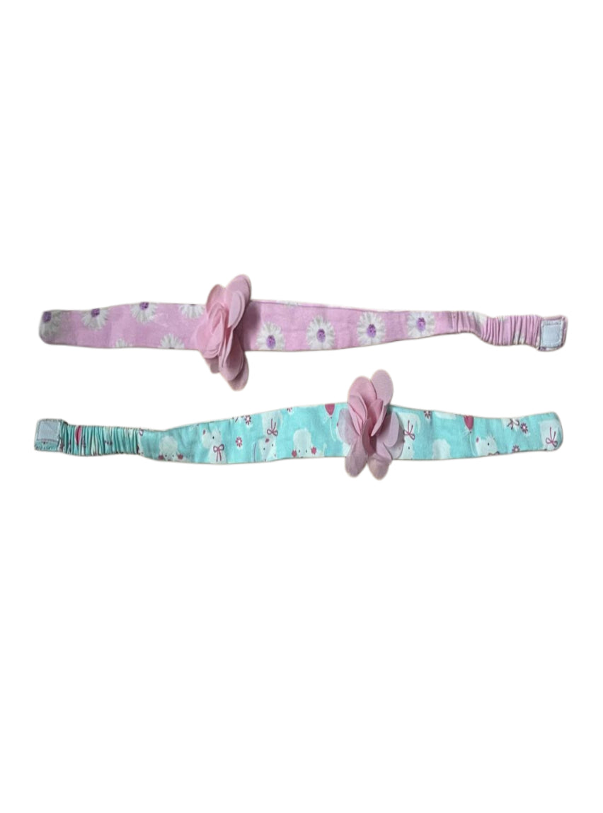 Kids Headband ( Velcro6-12 Months ) -  Green with Pink cat