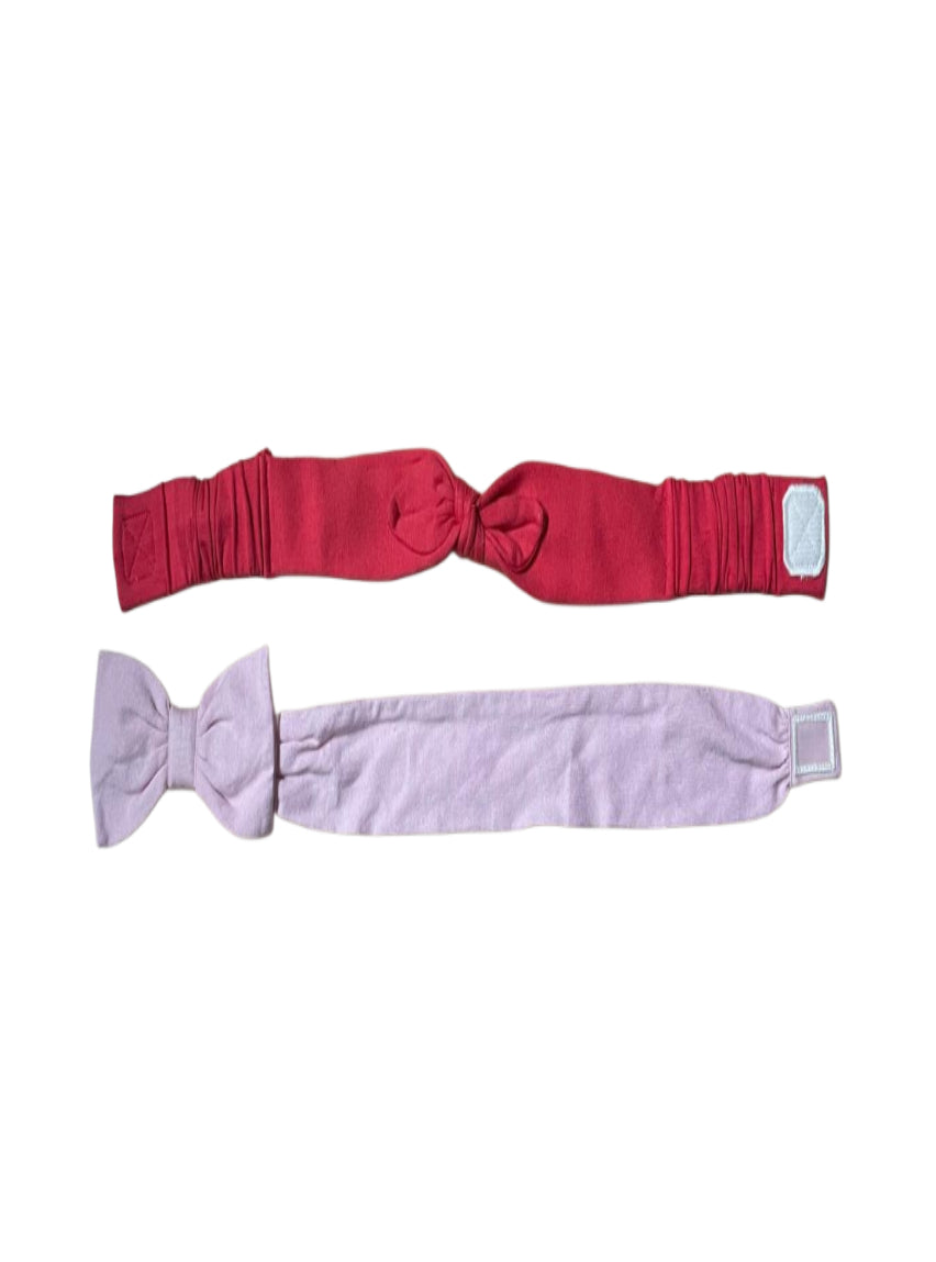 Kids Headband ( Velcro 6-12 Months ) -  Red with Pink