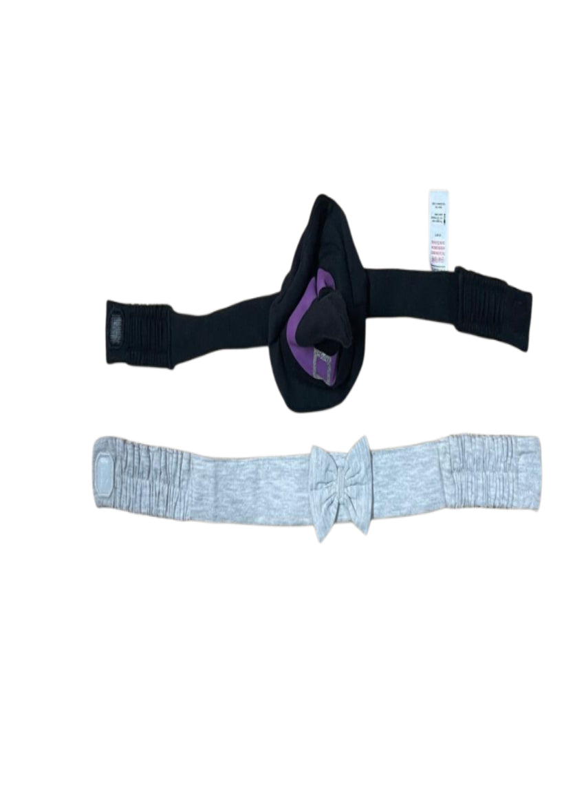 Kids Headband ( Velcro - 12 - 18 Months) - Black Grey Ribbon