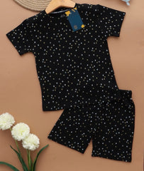 Kids Tee Shorts Set - Stars on Black
