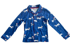 Full Sleeve Night Suit Pant Set blue - White dog