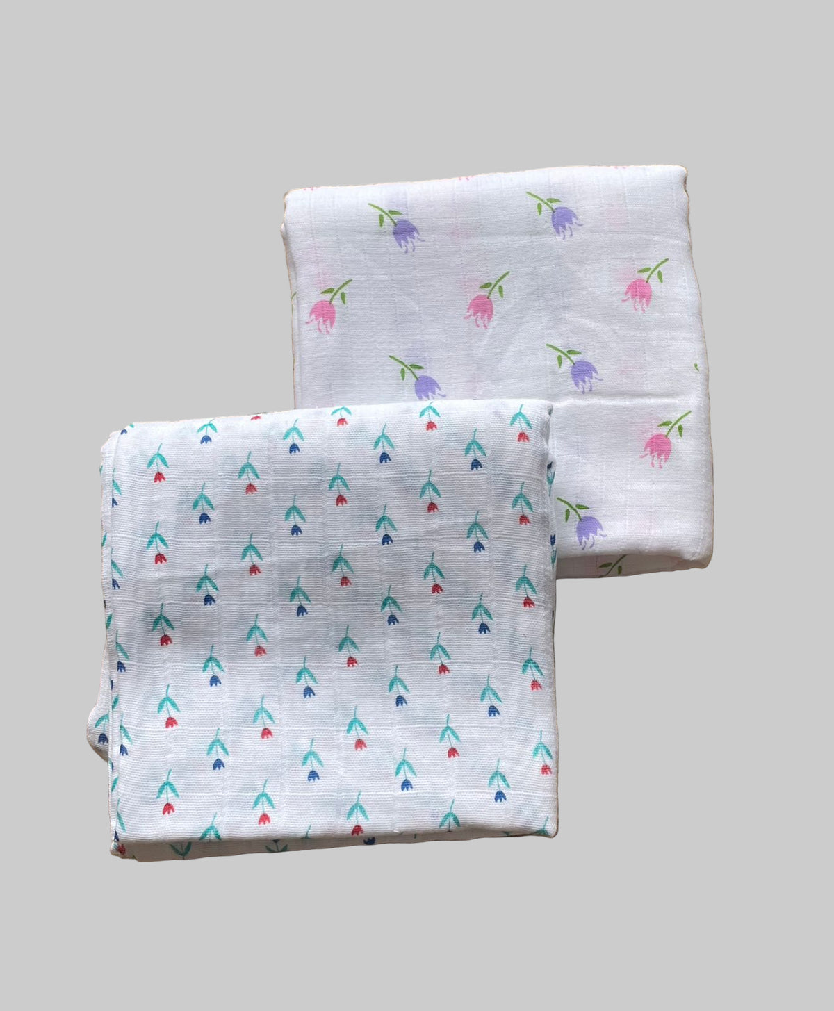Big Muslin Towels - white base flowers print (Combo Pack of 2)