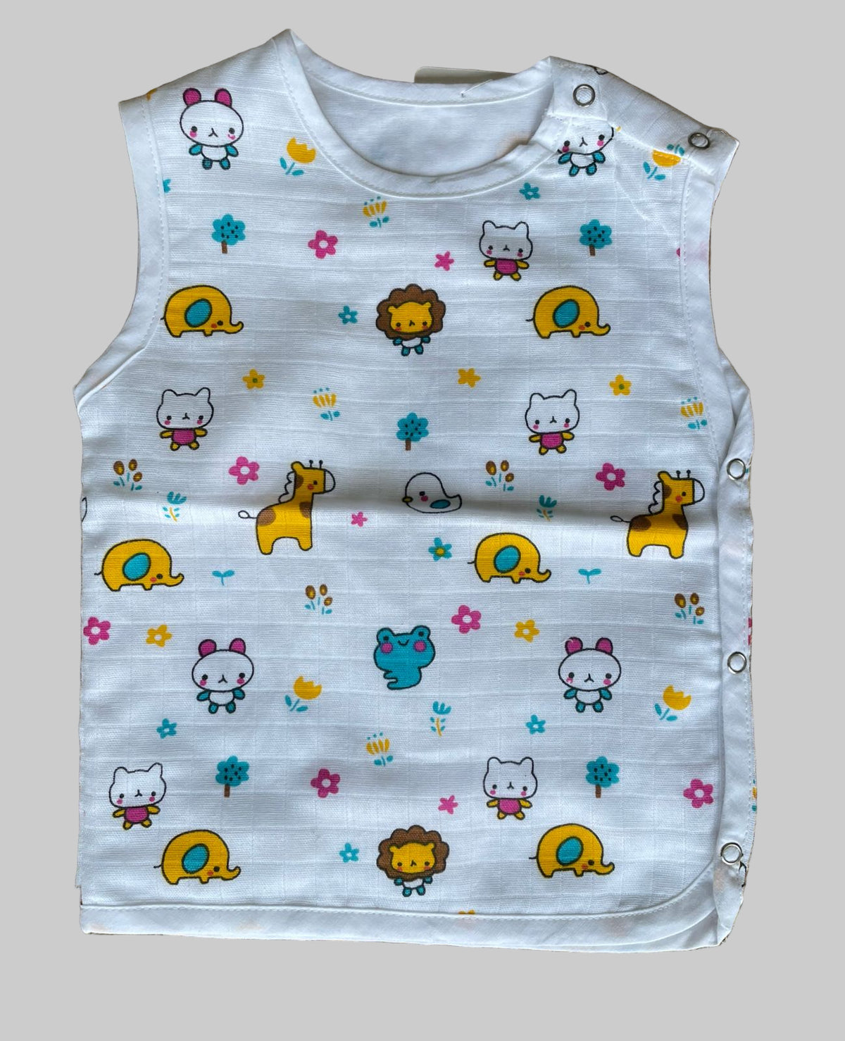 Muslin Jabla - white base print