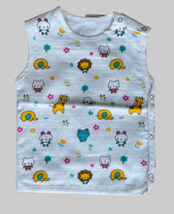 Muslin Jabla - white base print