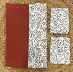 Queen size border bedspread - Brown with flower pattern