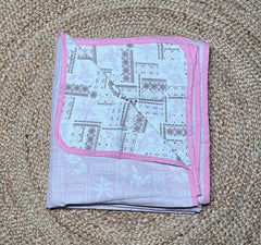 Single dohar - white and pink colour