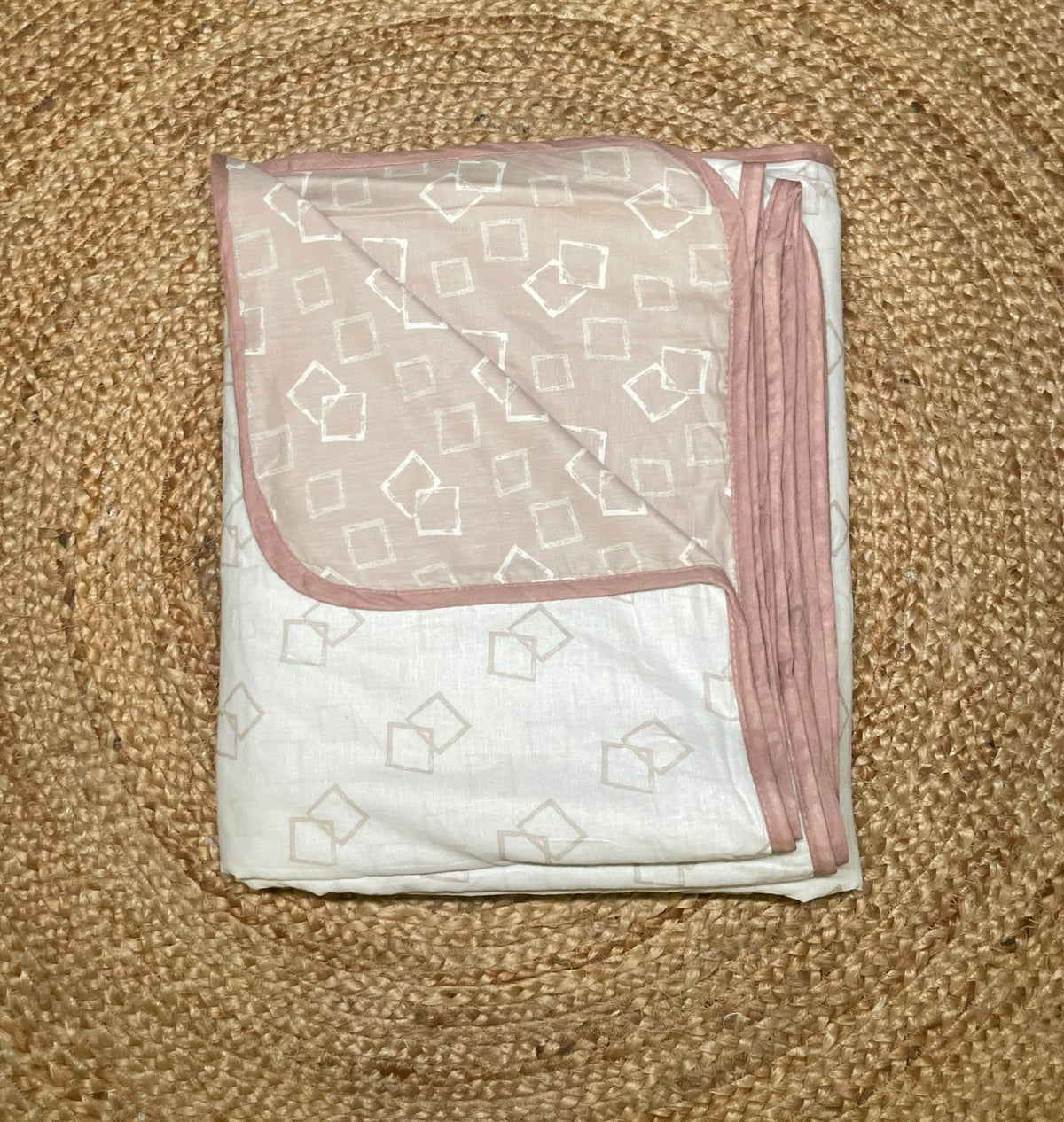 Double dohar - white and light pink colour