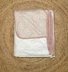 Double dohar - white and light pink colour