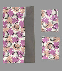 Queen size border bedspread - leaf print gray border