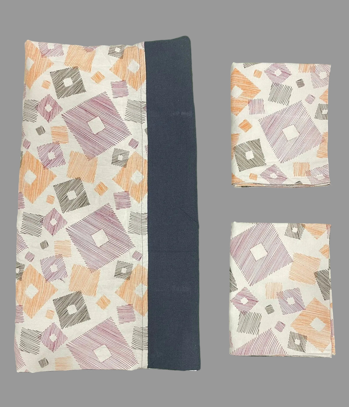 Queen size border bedspread - white base blue border