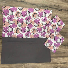 Queen Size Bedspread Purple Leaf Grey Border