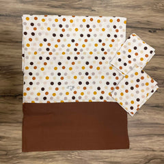 Queen Size Border Bedspread Dots Brown Border