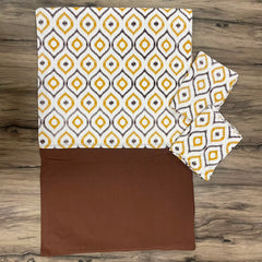 Queen Size Border Bedspread Yellow Brown Border