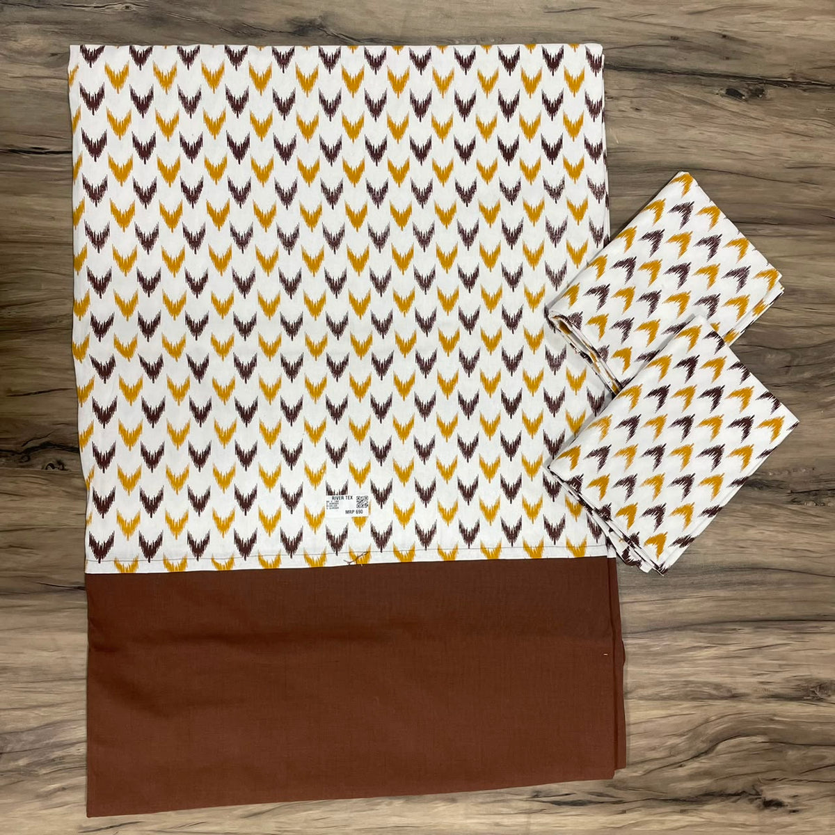 Queen Size Border Bedspread Mustard Yellow Brown Border