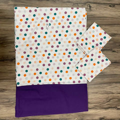 Queen Size Border Bedspread Orange Dot Violet Border