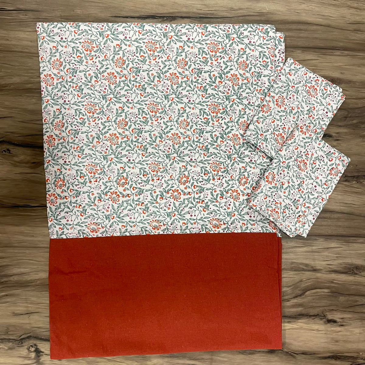 Queen Size Border Bedspread Floral Rust Orange Border