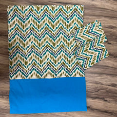 Queen Size Bedspread Border Printed With Blue Border