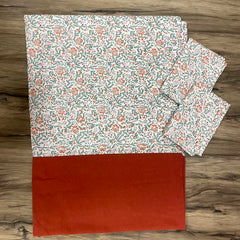 Queen Size Border Bedspread Floral Rust Orange Border