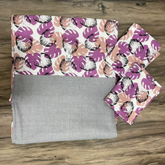 King Size Border Bedspread Floral Flower Grey Border