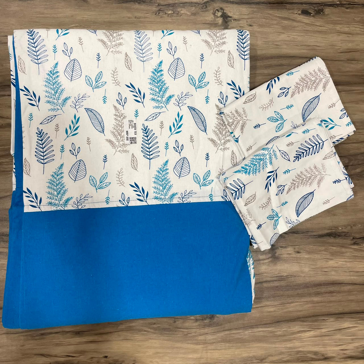 King Size Border Bedspread Leaf Blue Border