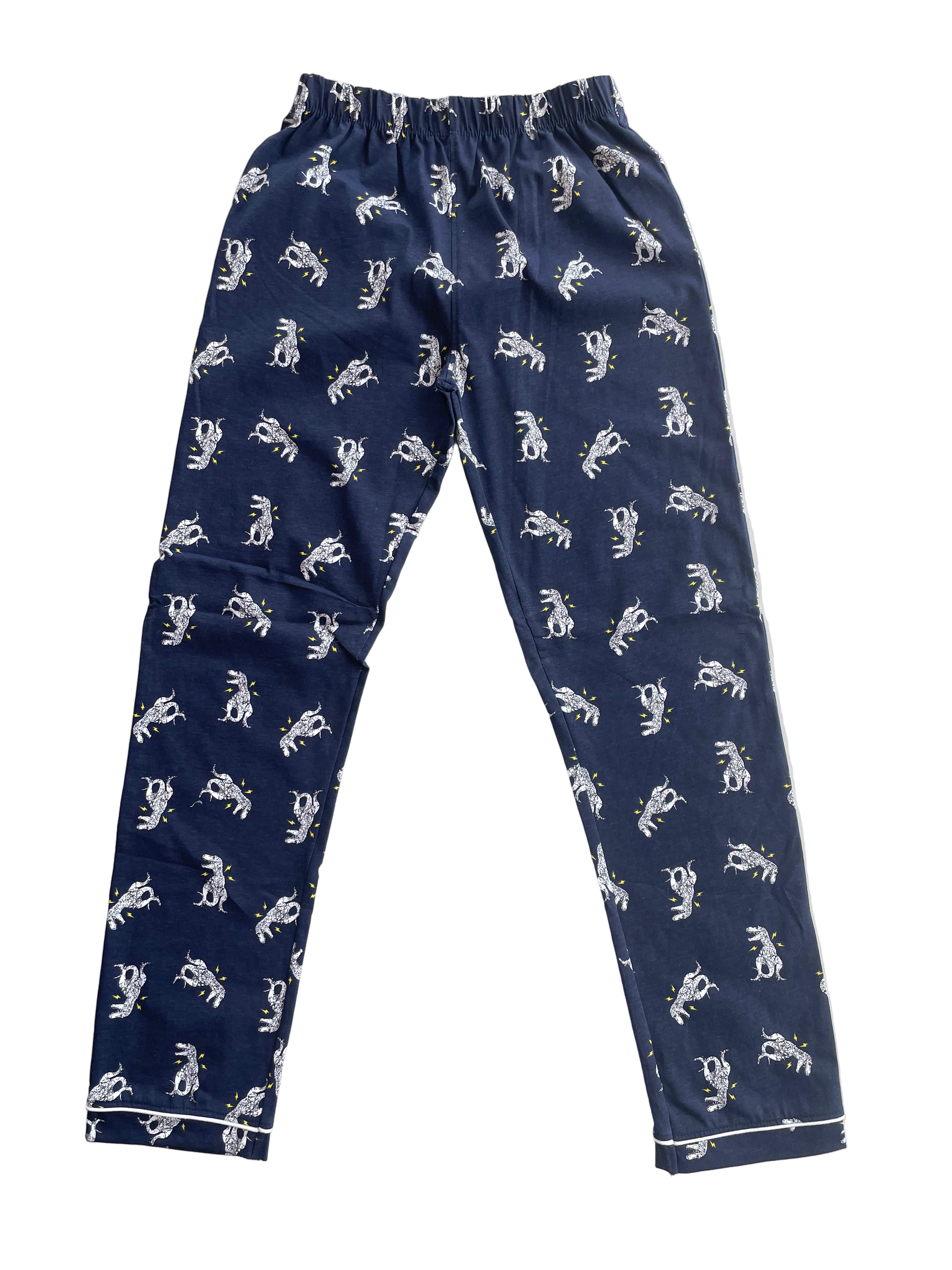 Full Sleeve Night Suit Pant Set dark blue -White dinosaur