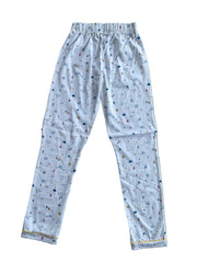 Full Sleeve Night Suit Pant Set white -multi small boat