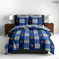 King size Full Bedspread-  Navy Blue Checked