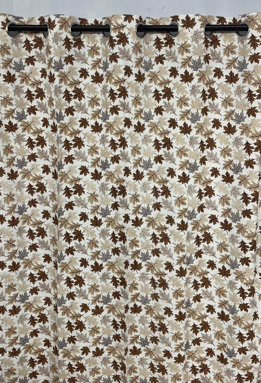 Cotton Door Curtain - Brown & Lite Brown Leaf