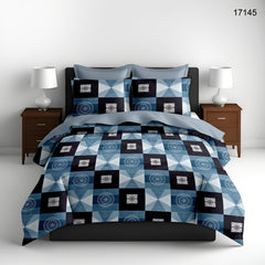 King Size Full Bedspread - Oceana Blue Check Design