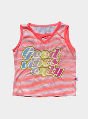 Kids Sleeveless T-Shirt (2 - 3 Years) - White Pink Good Vibes Only