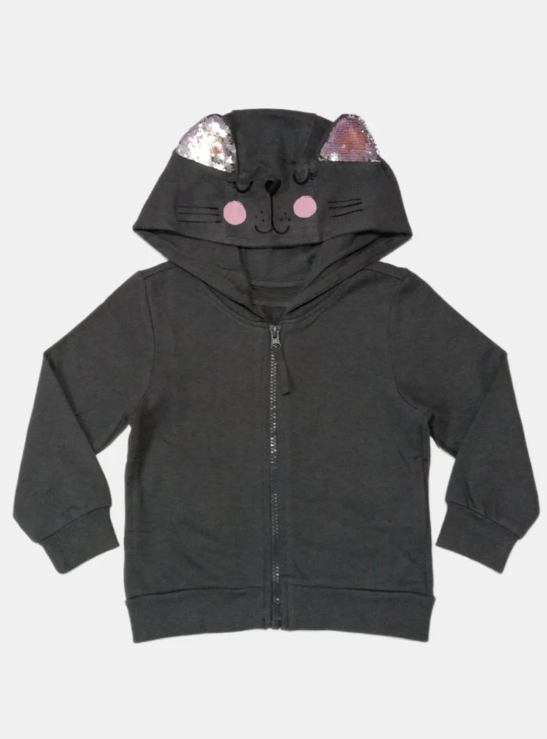 Hoodie - Gray Head Cat