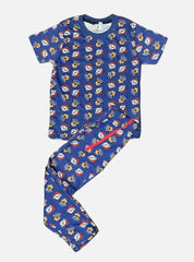Kids T-Shirt Pant Set (5 - 6 Years) - Navy Blue Fire Dog's