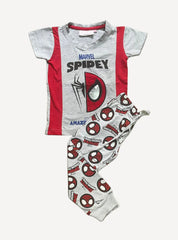 Kids Half Sleeve T - Shirt Pant Set - Gray Marvel Spidey