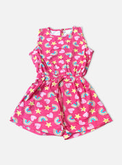 Half Jumpsuit - Hearts Rainbow Pink