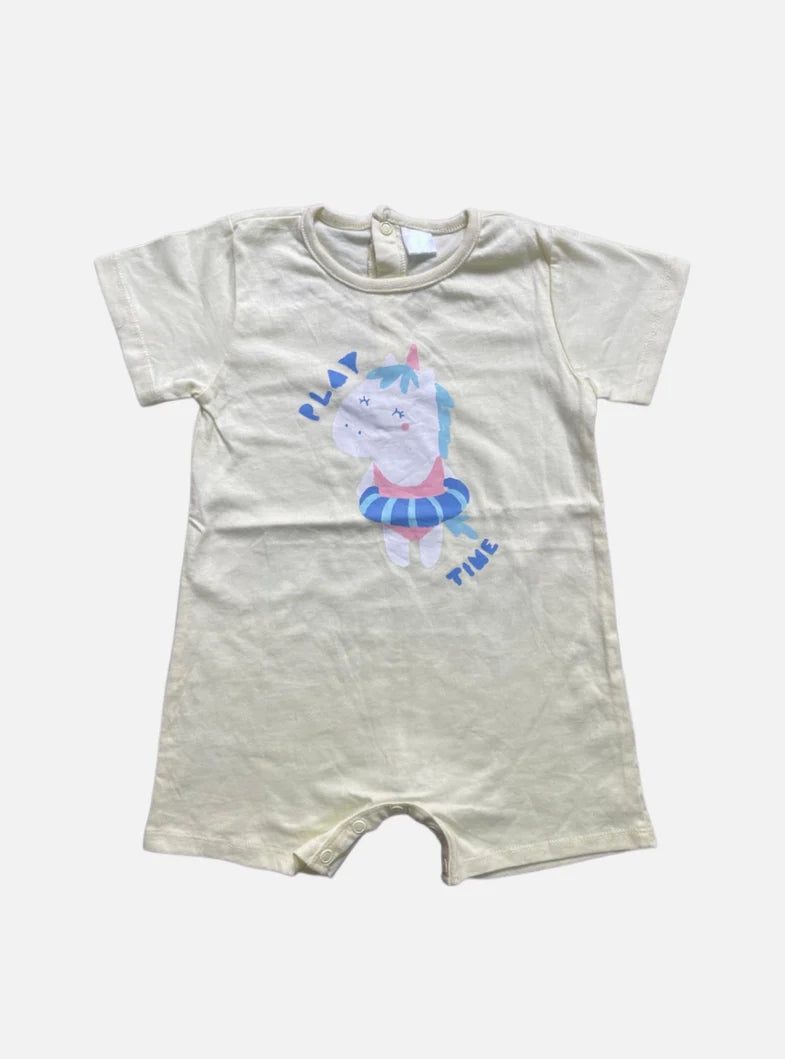 Half Jumpsuit (9 - 12 Months) - Light Yellow Play Time