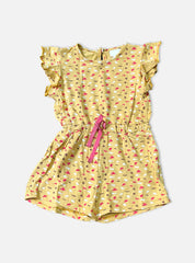 Half Jumpsuit - Red black white dots Mustard