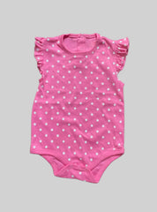 Baby Romper(9-12 Months ) - Pink  White Dots