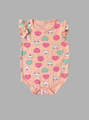 Baby Romper (12 - 18 Months) - Coral Rabbit Heart