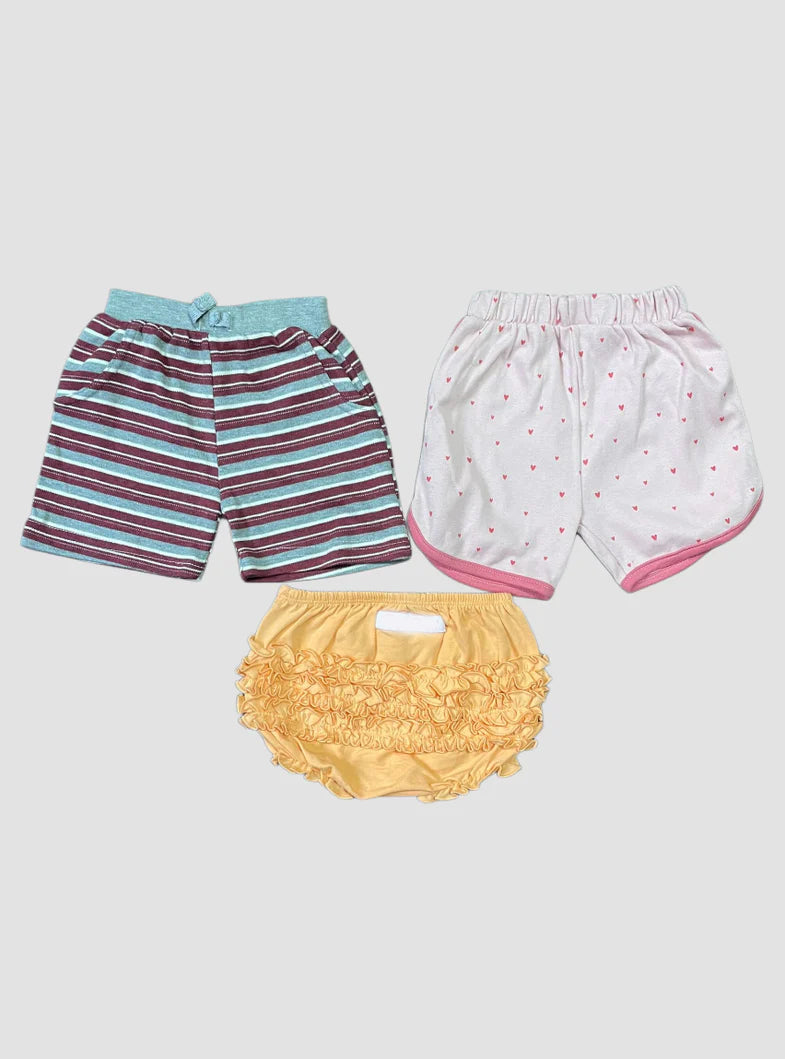 Kids Shorts 12 - 18 Months (Combo pack)  -Brown Striped Orange Trumpet
