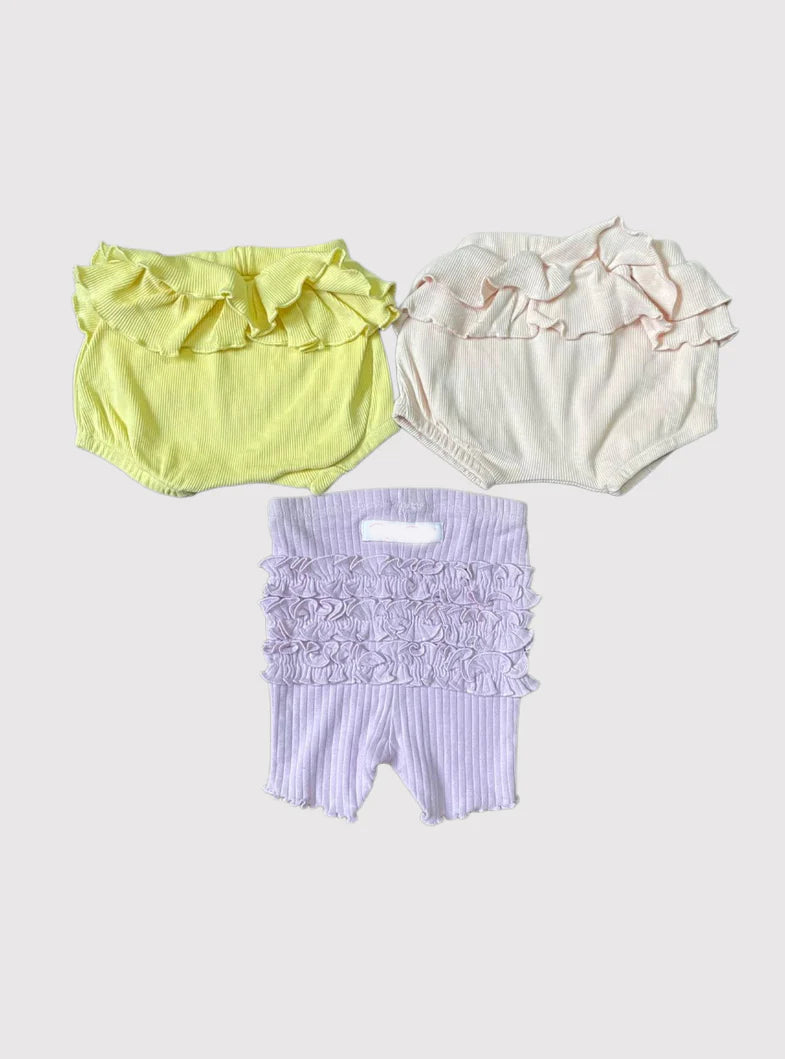 Kids Shorts 6-12 Months(Combo pack)  - Yellow Pink Violet