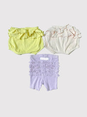 Kids Shorts 6-12 Months(Combo pack)  - Yellow Pink Violet