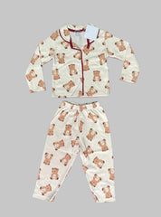 Full Sleeve Night Suit  -   Brown Teddy