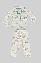 Full Sleeve Night Suit  - Light Green Cartoon